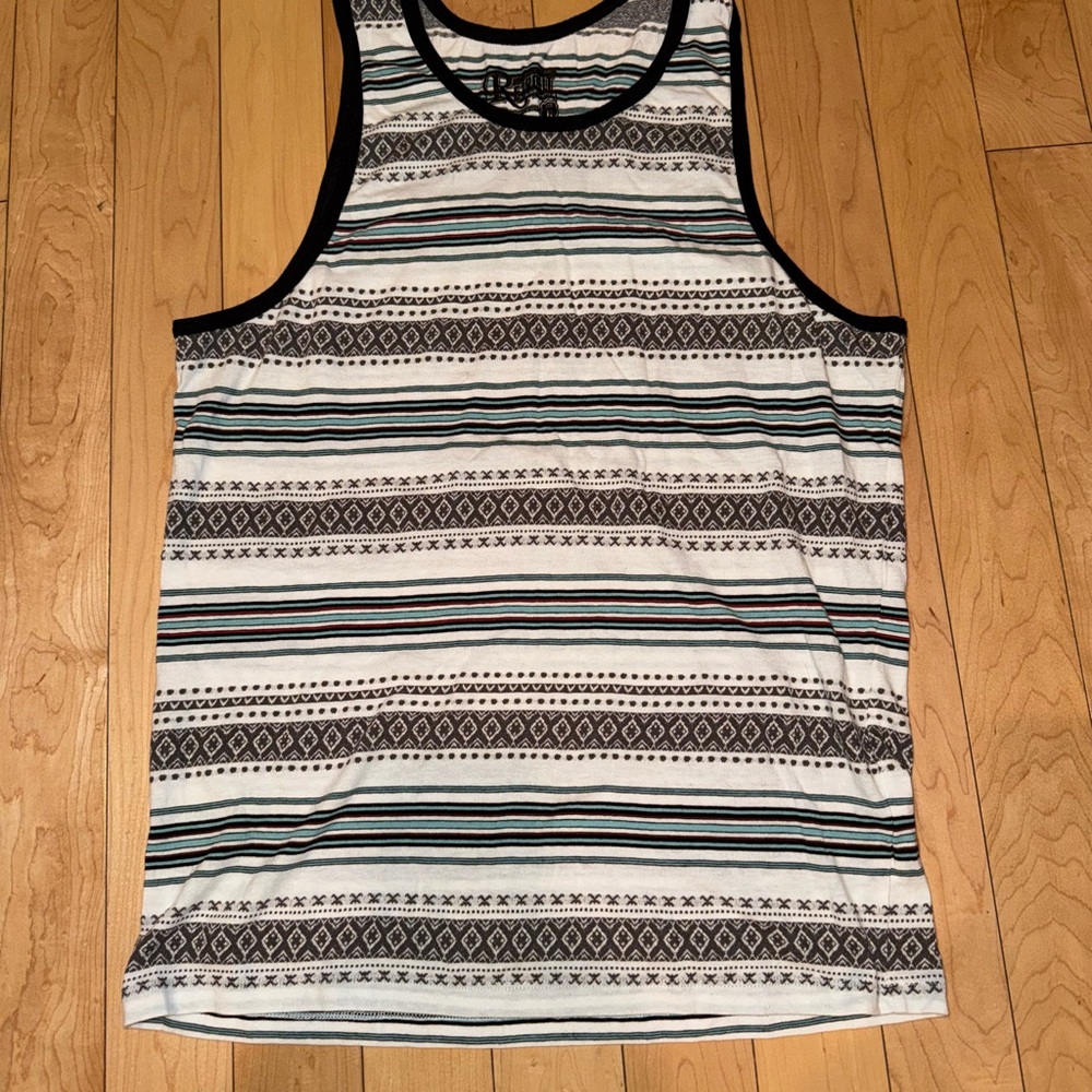 Retrofit NEW brown, green, red, black Striped Tank Top